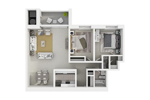 Floor plan for 2 beds, 1.5 baths, 780 sqft